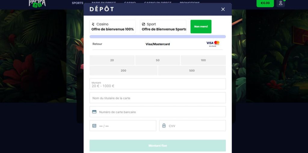 Pampago Casino dépôt