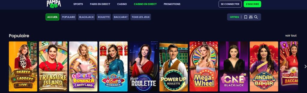Pampago Casino jeux live