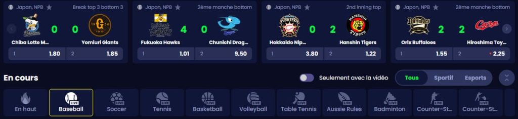 Pampago Casino paris en ligne Baseball