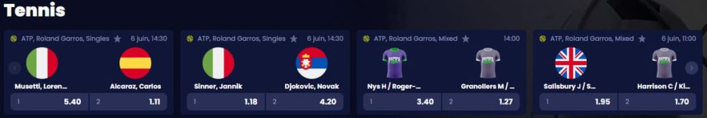 Pampago Casino paris sportifs Tennis